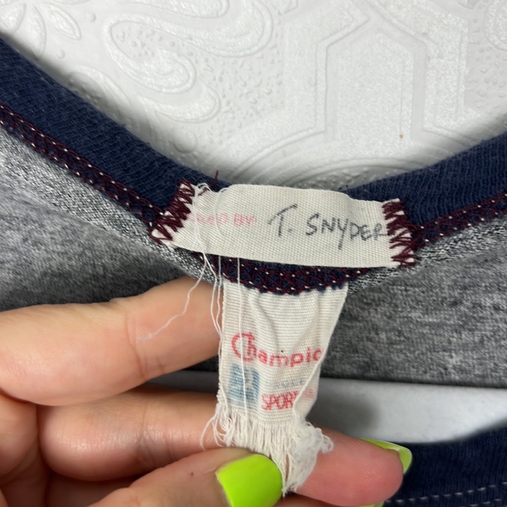 Todd Snyder + Champion Tshirt Shirt Short Sleeve Ringer Tee Classic Grey Blue XL - Picture 4 of 7